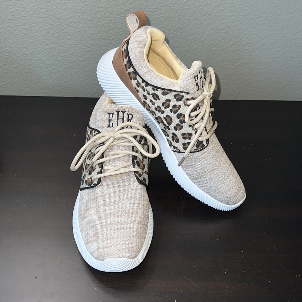 Leopard Monogrammed Marleylilly Tennis Shoe Size 9 Boutique